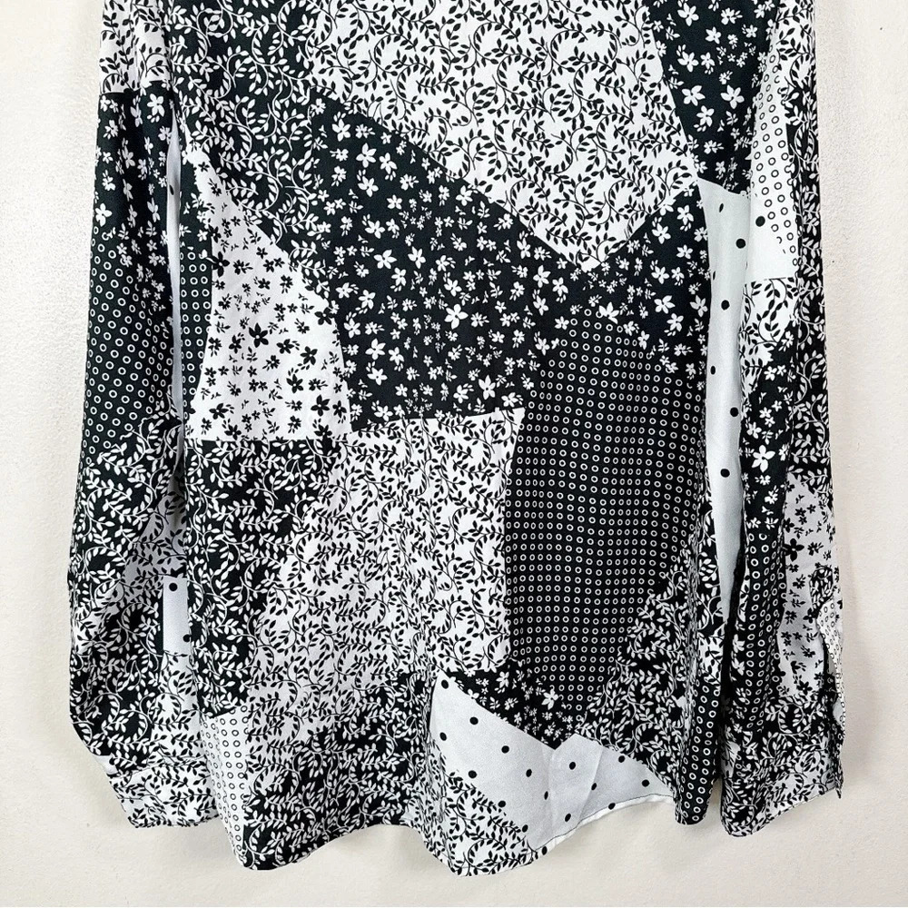 Calvin Klein Womens Size Xlarge Patchwork Print Over Button Relaxed Shirt - Picture 12 of 13